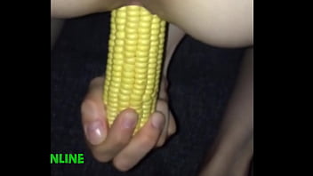 Student masturbating pussy with fresh corn