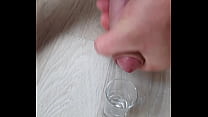 Draining balls of cum to glass - 1
